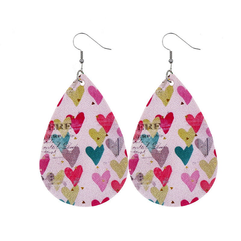 1 Pair Sweet Streetwear Heart Shape Pu Leather Drop Earrings