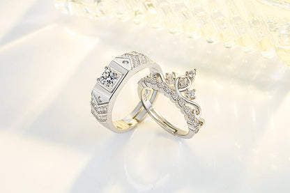 Romantic Crown Copper Plating Zircon Open Ring