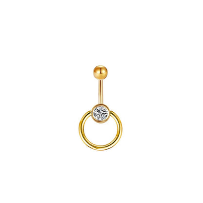 Simple Style Round Stainless Steel Zircon Belly Ring In Bulk