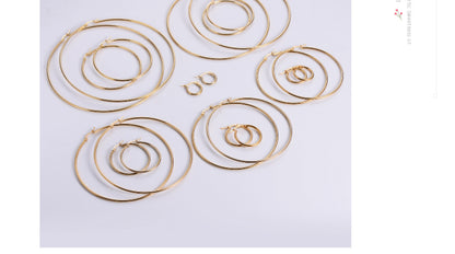 1 Pair Exaggerated Round Plating Stainless Steel Hoop Earrings