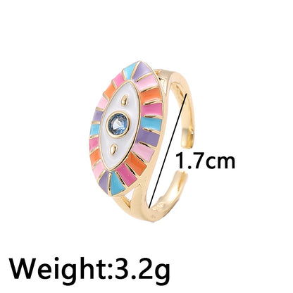 Fashion Devil's Eye Copper Plating Zircon Open Ring