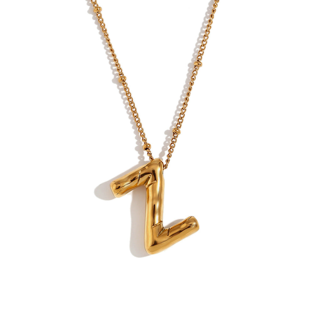 Fashion Letter Number Text Stainless Steel 18K Gold Plated Necklaces