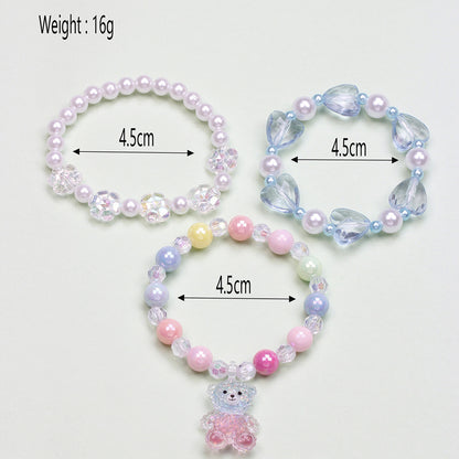 Simple Style Heart Shape Flower Plastic Beaded Girl's Bracelets