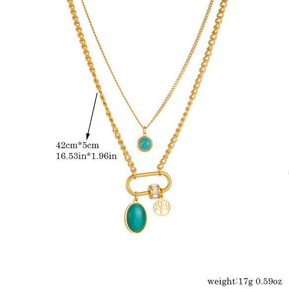 Fashion Square Octagram Chain Stainless Steel Electroplating Necklaces
