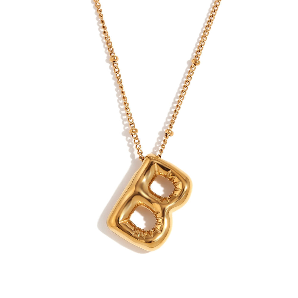 Fashion Letter Number Text Stainless Steel 18K Gold Plated Necklaces