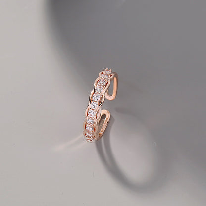 Wholesale Jewelry Micro-inlaid White Zircon Wave Copper Ring Gooddiy