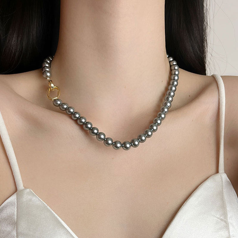 Elegant Geometric Imitation Pearl Plating Women's Necklace