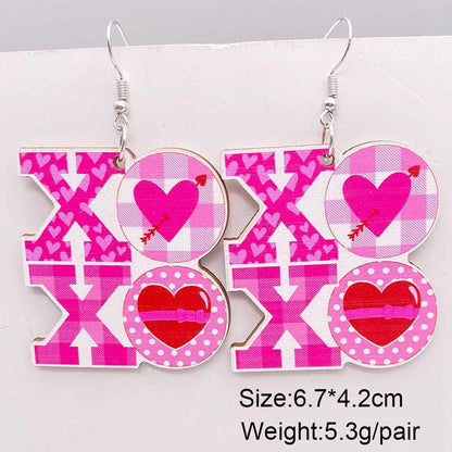 1 Pair Elegant Streetwear Geometric Letter Wood Earrings