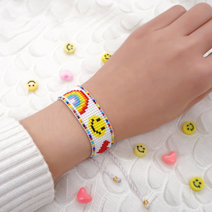 Simple Miyuki Beads Weaving Blue Sky And White Clouds Rainbow Bracelet Female