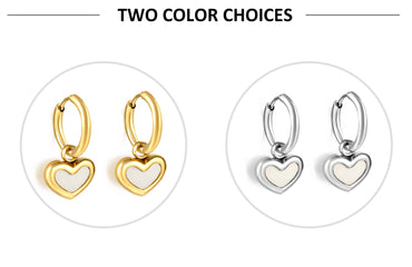 1 Pair Simple Style Heart Shape Shell Plating Inlay Stainless Steel Shell Drop Earrings