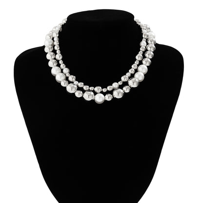 Glam Exaggerated Geometric Ccb Artificial Pearl Beaded Plating Valentine's Day Women's Necklace