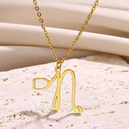 Stainless Steel Simple Style Letter Plating Pendant Necklace