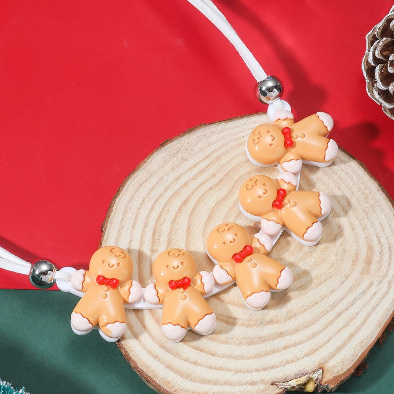 Cartoon Style Santa Claus Gingerbread Snowman Arylic Christmas Women's Necklace