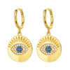 European and American popular fashion love devil's eye earrings, electroplating 14K real gold earrings, inset with zircon and pearl earrings