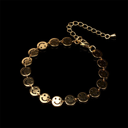 Simple Fashion Copper Smiley Face Chain Bracelet Necklace Wholesale Gooddiy