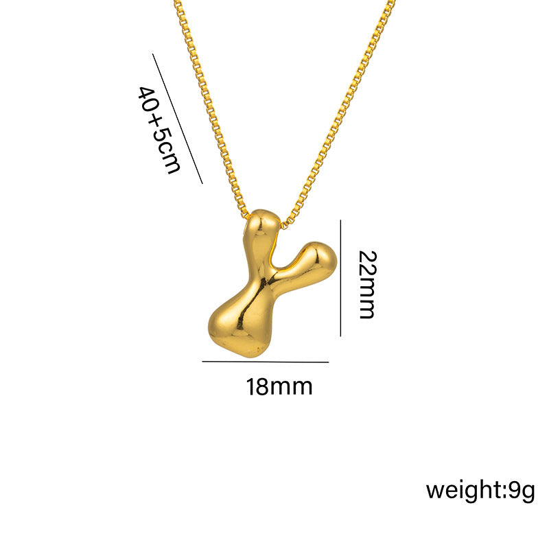 Letter Text Number Titanium Steel 18K Gold Plated Necklaces