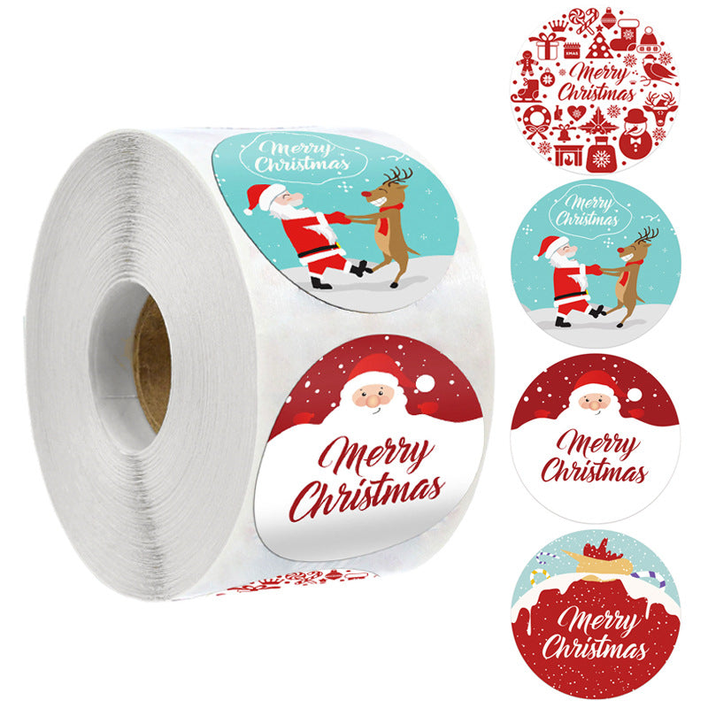 wholesale Christmas sticker roll 3.8cm gift box sealing label Merry Christmas holiday gift decoration