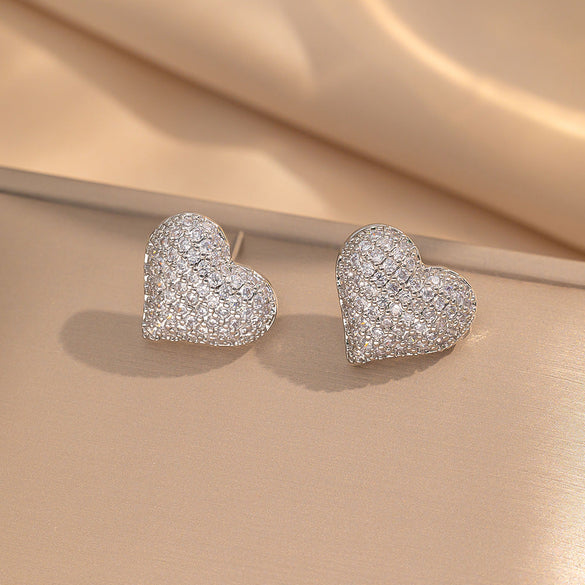 Moderate Luxury Flower Copper Diamond Inlay Stud Earrings