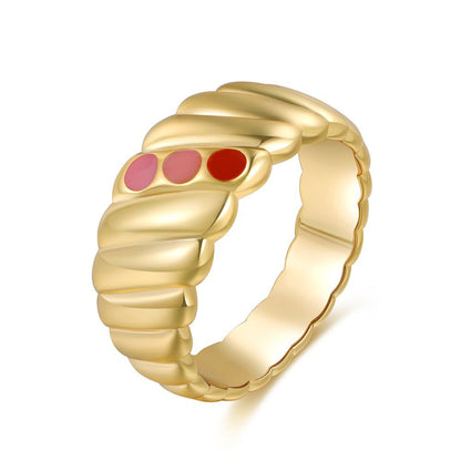 Wholesale Jewelry Retro Geometric Color Dots Copper Ring Gooddiy