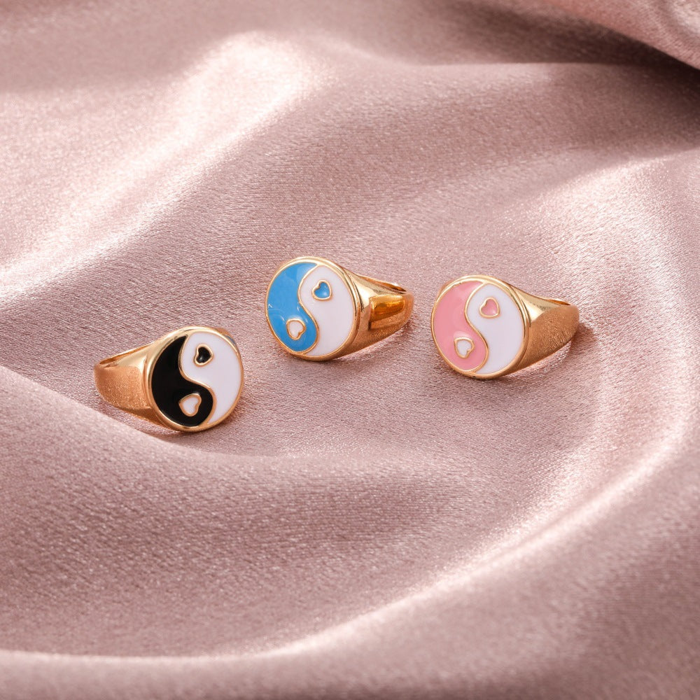 New Fashion Style Oil Drop Tai Chi Gossip Ring