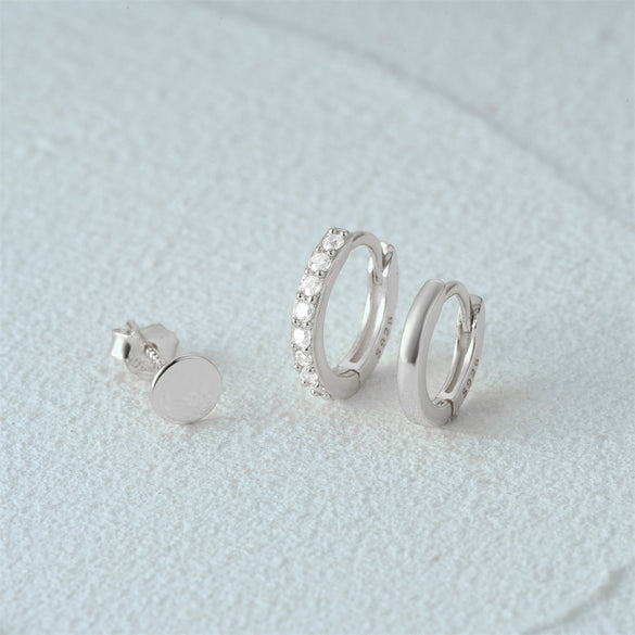 1 Set Simple Style Star Butterfly Plating Sterling Silver Hoop Earrings Ear Studs