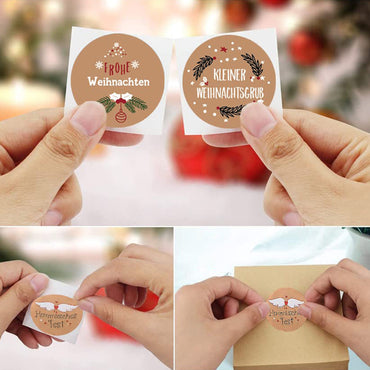 wholesale kraft paper christmas sticker merry christmas gift label holiday gift decoration sticker