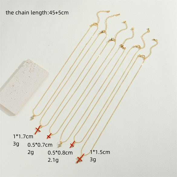 Cross-border popular ins style personality cross design pendant clavicle chain versatile personality exquisite necklace jewelry
