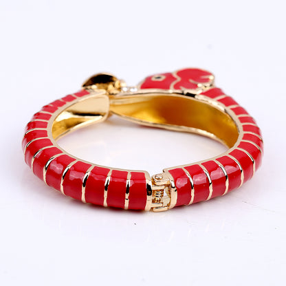 Elegant Streetwear Animal Alloy Enamel Inlay Artificial Diamond Women's Bangle