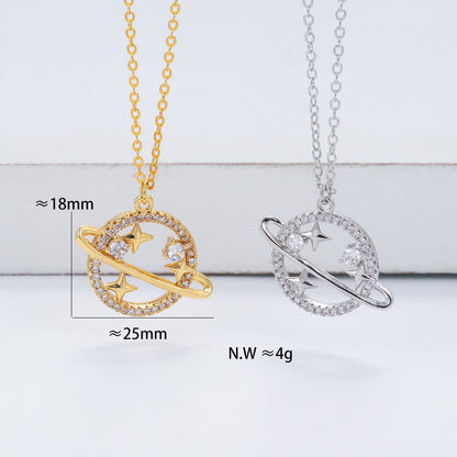 Korean Style Simple Planet Pendant Clavicle Chain Necklace