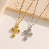 Moderate Luxury Cross Geometric Titanium Steel 18K Gold Plated Necklaces