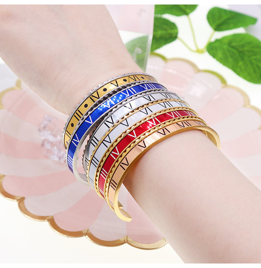 Fashion Letter Stainless Steel Plating Bangle 1 Piece