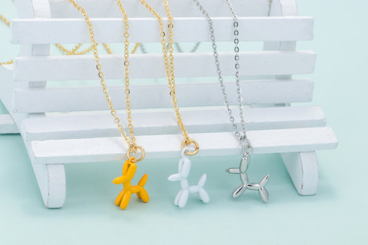 Solid Color Cute Cartoon Puppy Decor Necklace Multicolors