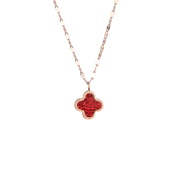 Fashion Flower Geometric Titanium Steel 18K Gold Plated Necklaces