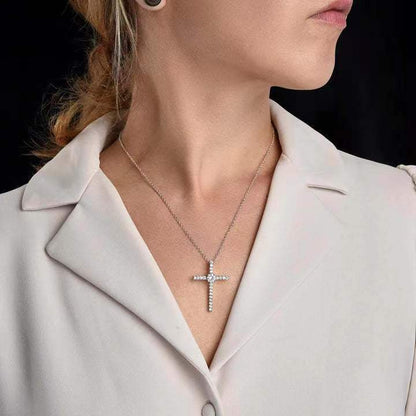 Simple Style Cross Copper Plating Inlay Zircon Pendant Necklace