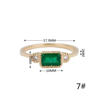 Retro Classic Green Zircon Copper Ring Wholesale Gooddiy