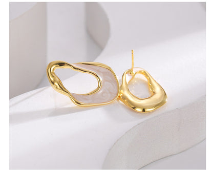 Retro Irregular Copper Plating Ear Studs 1 Pair