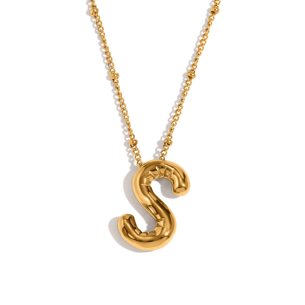 Fashion Letter Number Text Stainless Steel 18K Gold Plated Necklaces