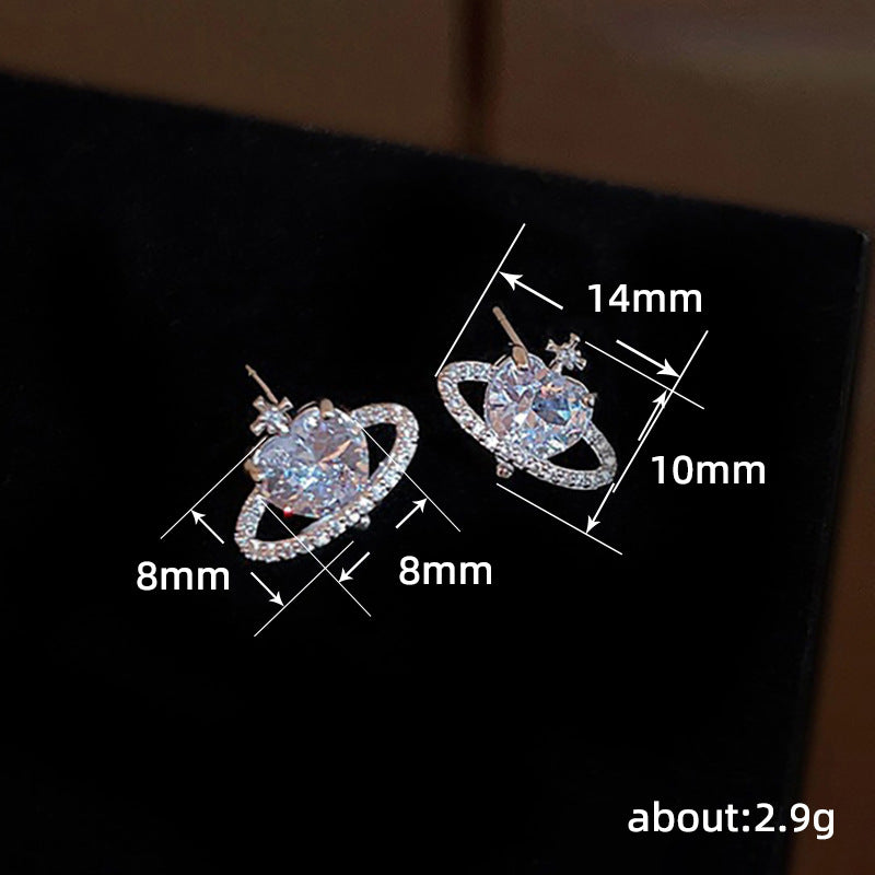 1 Pair Shiny Heart Shape Plating Inlay Copper Zircon Ear Studs