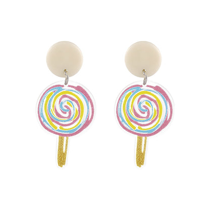 Korean Hand-painted Acrylic Stick Candy Color Earring