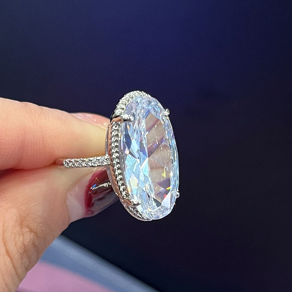 Fashion Oval Copper Inlay Zircon Rings