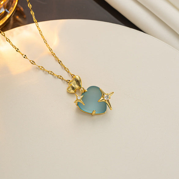 Quadrilateral Geometric Titanium Steel 18K Gold Plated Necklaces