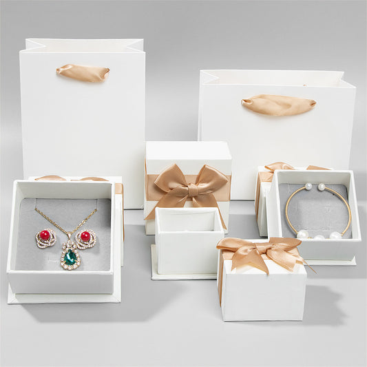 High-end ribbon bow jewelry jewelry box earrings necklace ring box pendant bracelet box packaging box logo