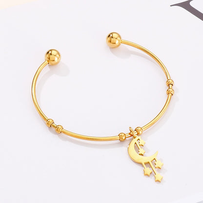 Fashion Star Moon Stainless Steel Bangle No Inlaid Stainless Steel Bracelets