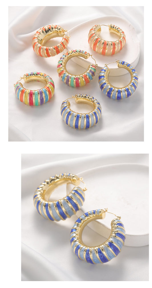 1 Pair Casual Geometric Plating Ccb Hoop Earrings