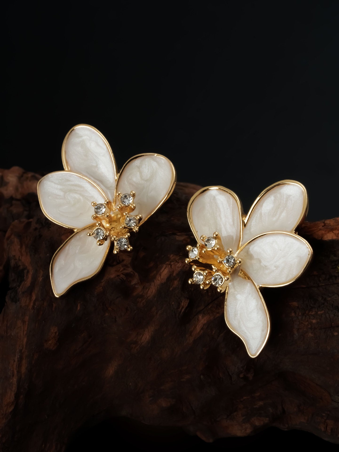 1 Pair Ig Style Sweet Flower Plating Inlay Copper Zircon Ear Studs