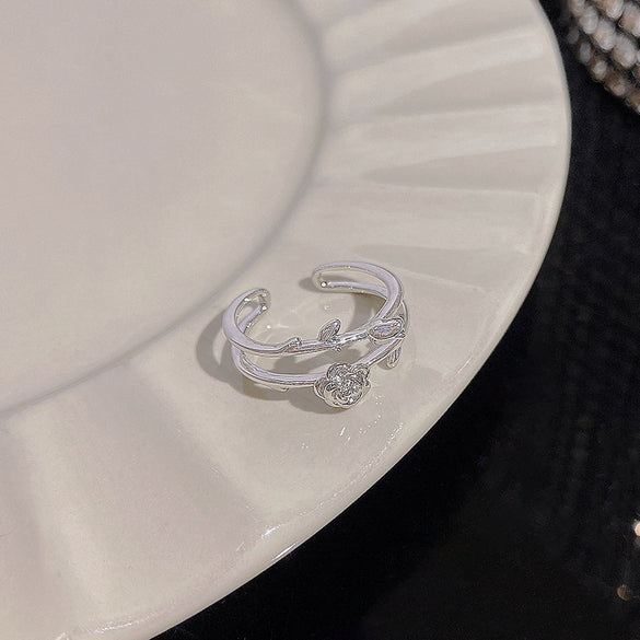 ins style silver zircon ring women's light luxury niche high-end sense open ring ring versatile temperament jewelry wholesale