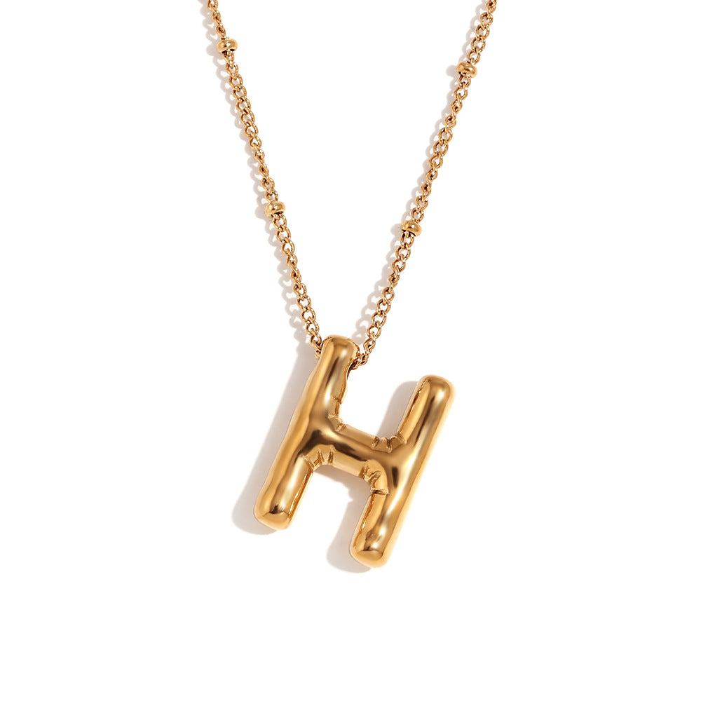 Fashion Letter Number Text Stainless Steel 18K Gold Plated Necklaces