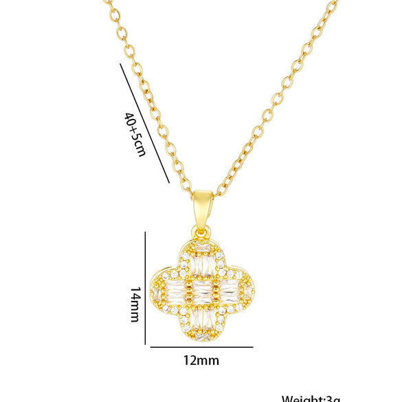 Quadrilateral Geometric Titanium Steel Electroplating Necklaces