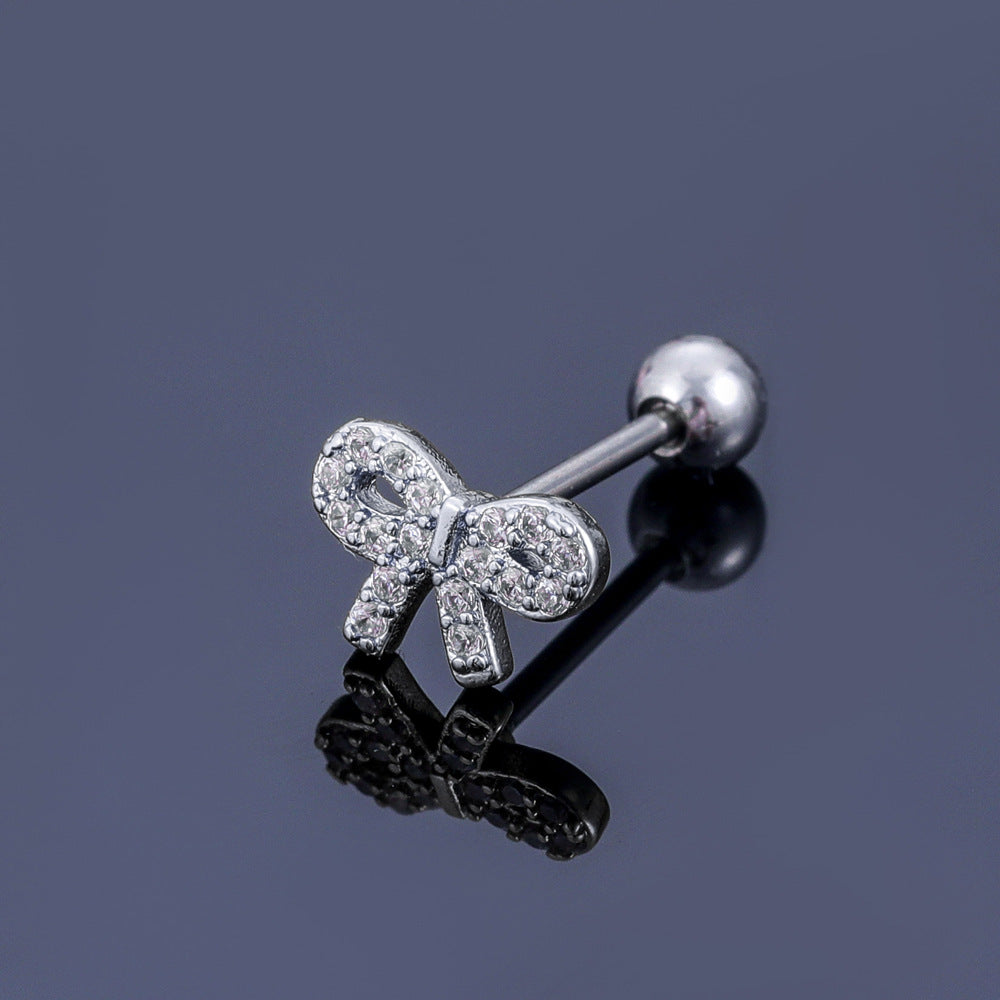 1 Piece Simple Style Star Heart Shape Anchor Inlay Copper Zircon Ear Studs