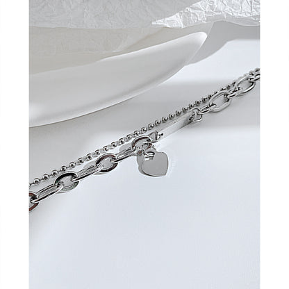 Fashion Heart Shape Stainless Steel Bracelets Layered Chain No Inlaid Stainless Steel Bracelets